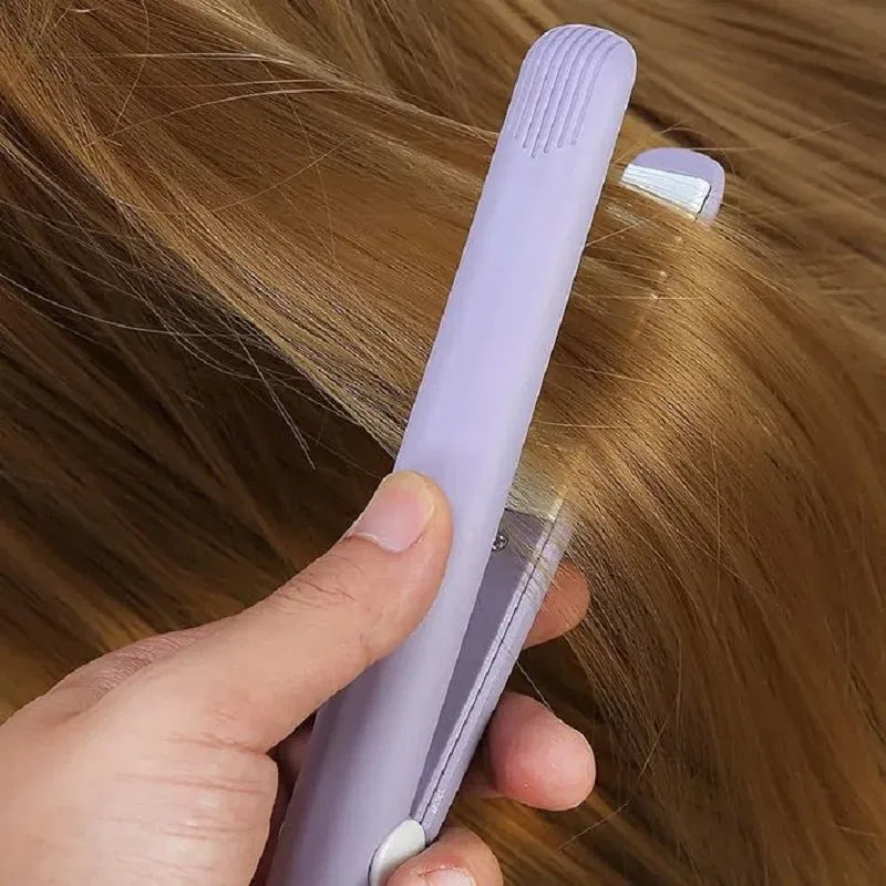Color: Black, Plug standard: us - Mini Flat Iron For Travel Hair Straightener Small Portable Straightening Iron Ceramic Women Men Quick Easy Short Hair Styling