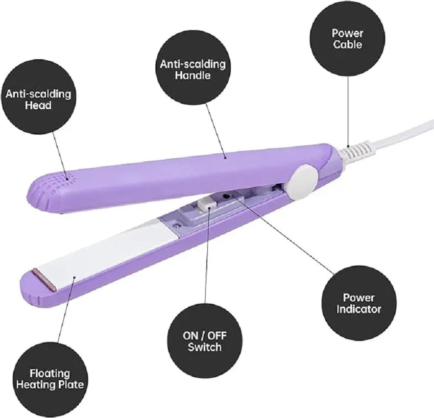 Color: Black, Plug standard: us - Mini Flat Iron For Travel Hair Straightener Small Portable Straightening Iron Ceramic Women Men Quick Easy Short Hair Styling